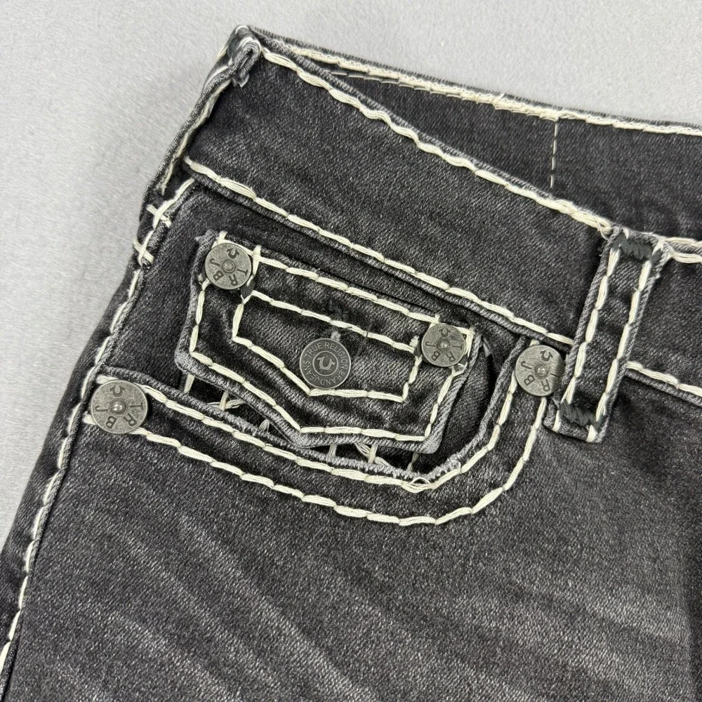 True Religion Ricky Jeans Men 31 Black Selvedge Super T Contrast Stitch Acid Y2K
